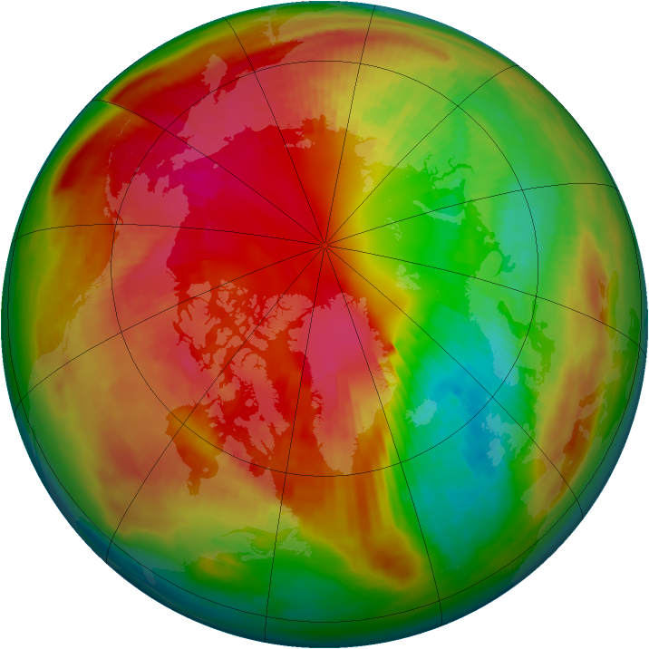 Arctic ozone map for 24 February 1984